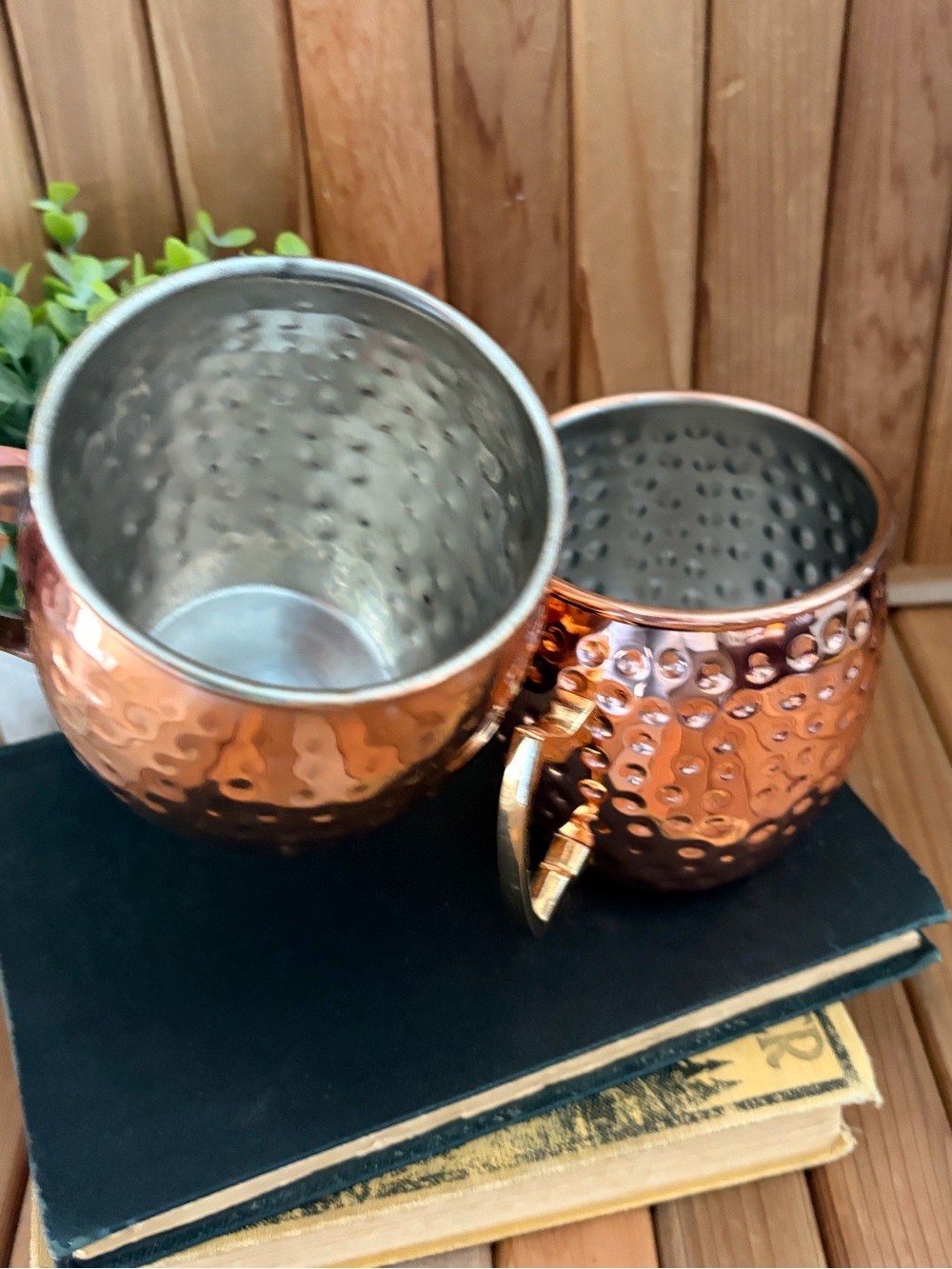 Hammered Copper Mugs Metallic Moscow Mule Style Barware by Sundance Set of 2 - Picture 3 of 5